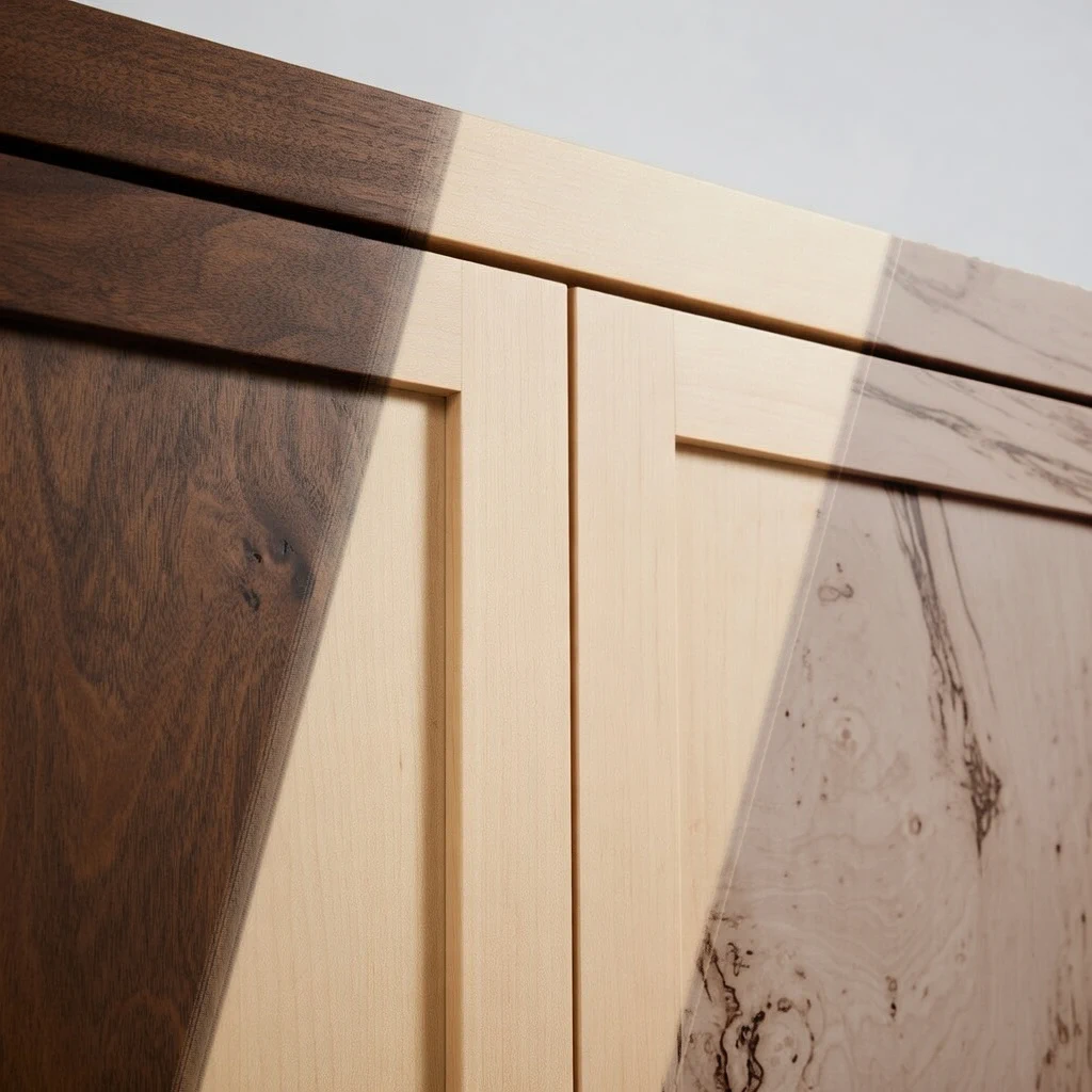 Murphy bed showing wood stain customization options