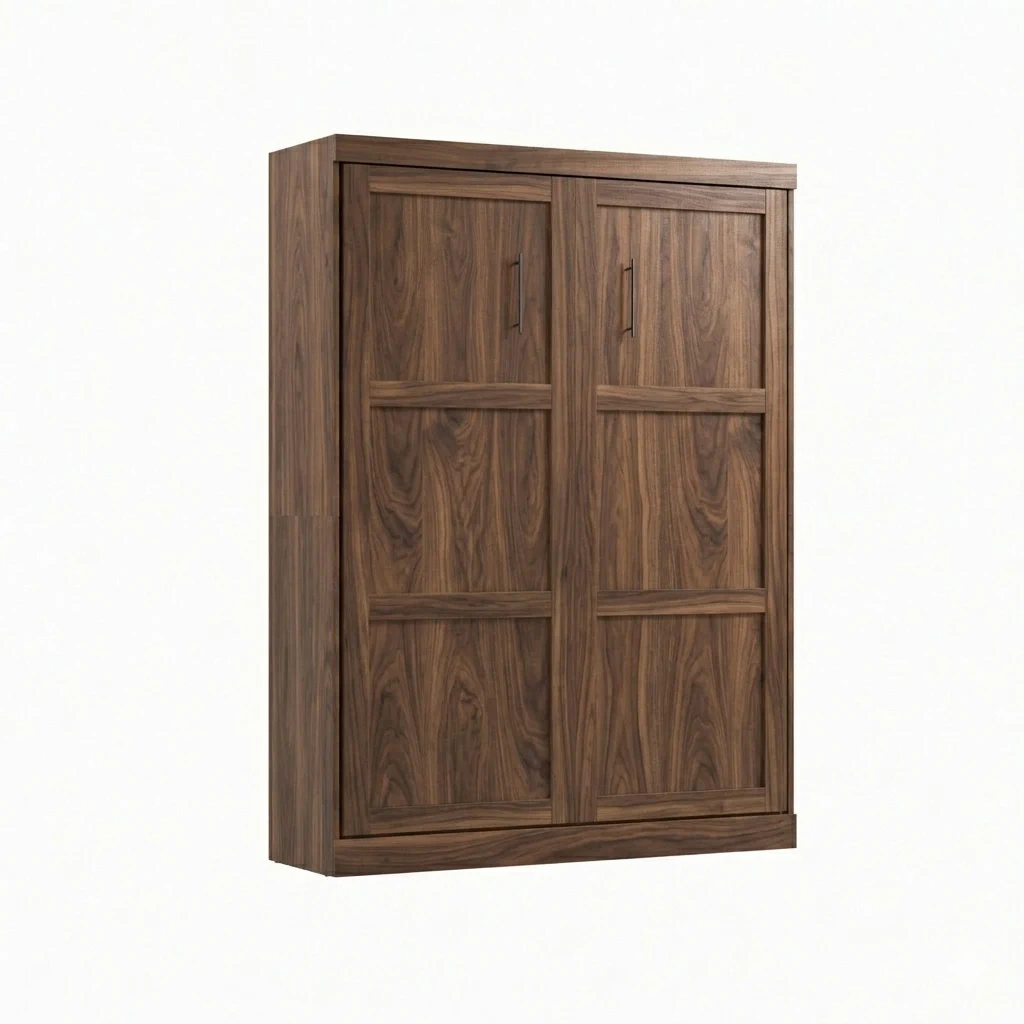 Murphy bed closed, walnut finish without side shelving