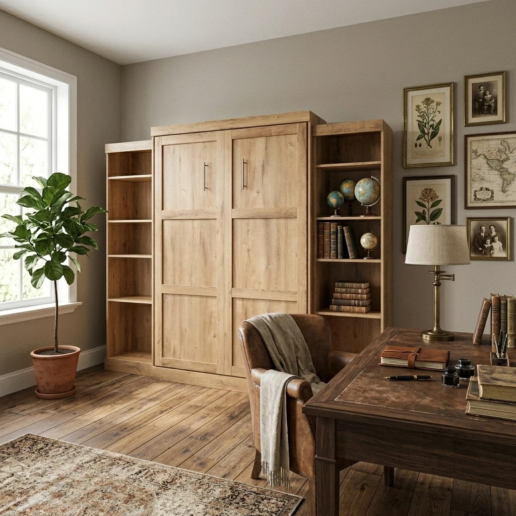 Murphy bed closed, looking like a wardrobe